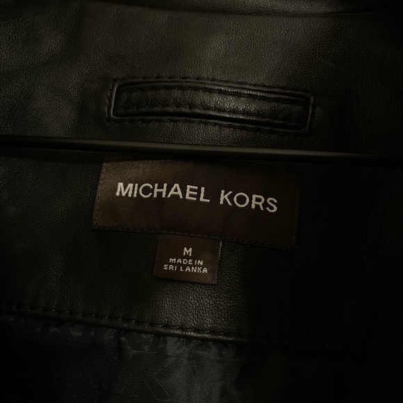 NWOT MICHAEL KORS MENS Genuine Lambskin Leather Black Racer Jacket Size Medium - Picture 10 of 11